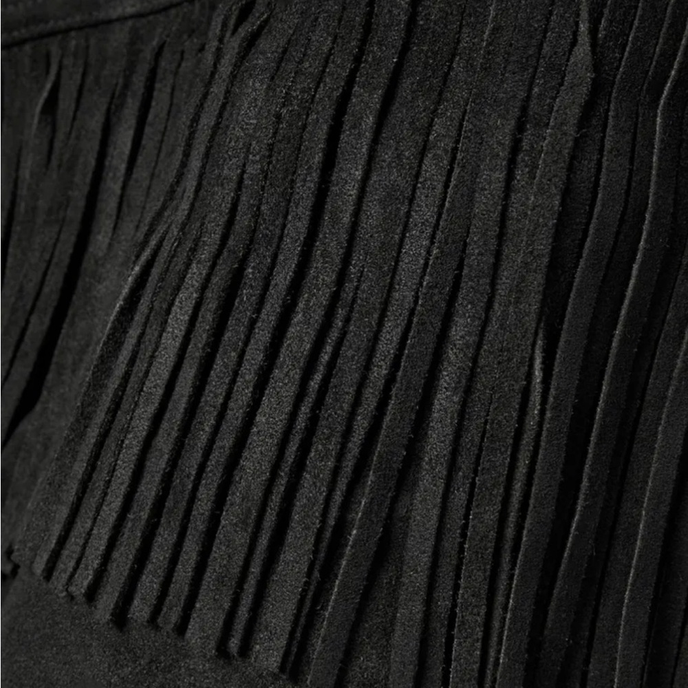 NWT Redone Black Suede fringe suede Trucker Jacket in a small (sample piece) - Picture 7 of 7